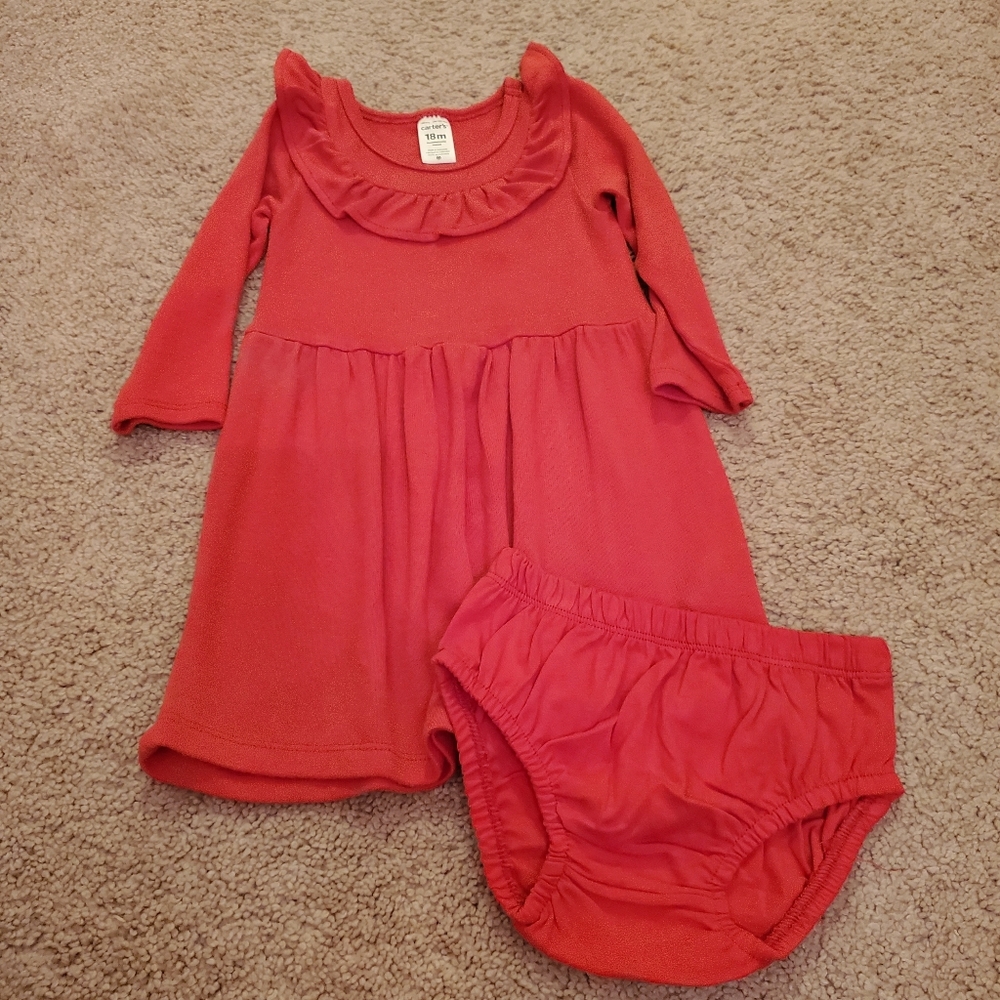 Carters baby girl red dress long sleeve size 18 months